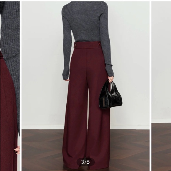 Commense Burgundy Wide-Leg Trousers - Picture 3 of 3